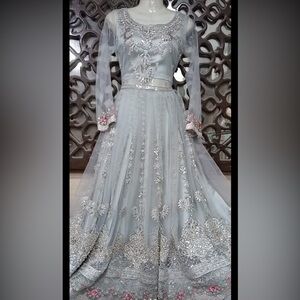 Indian Boutique Silver and Pink Embroidered Dress